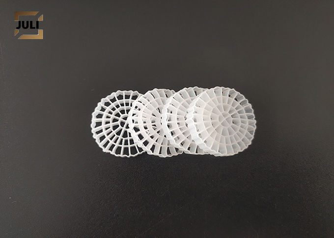 Bể cá chống va đập PE Bộ lọc MBBR Phương tiện truyền thông Màu trắng Fda Carrier 25x4MM 1